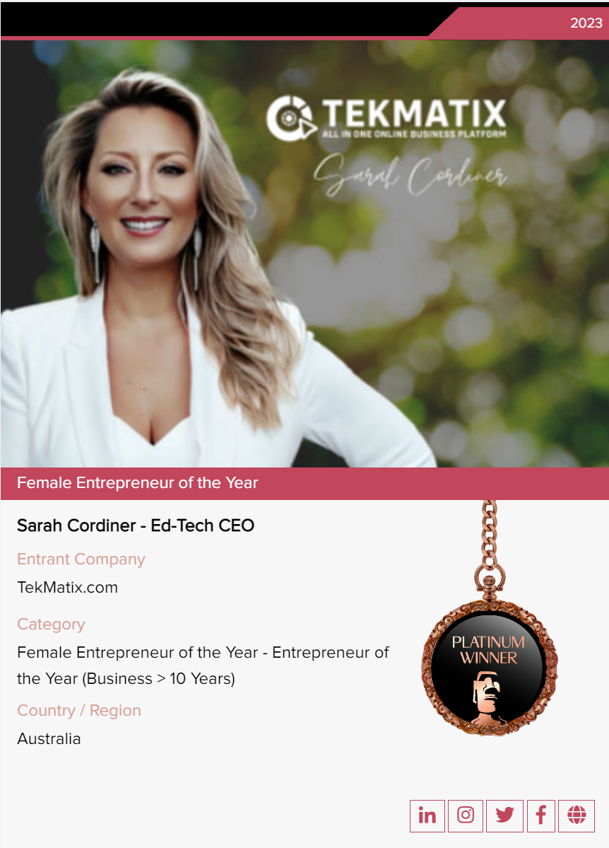 female entrepreneur of the year titan women in business awards 2023 - entrepreneur of the year