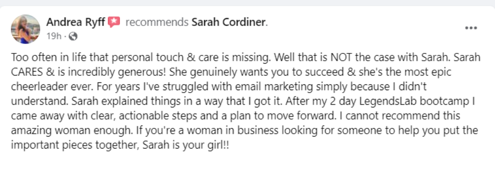 Sarah Cordiner Reviews
