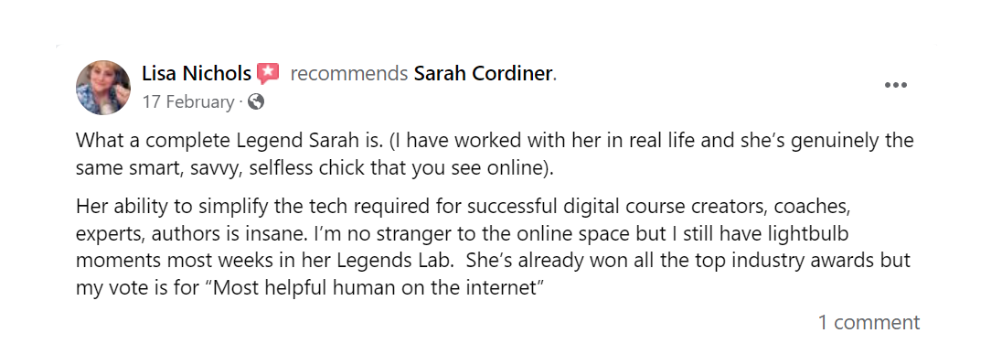 Sarah Cordiner Reviews