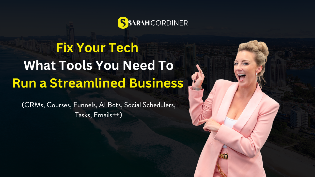 Fix Your Tech: What Tools You Need To Run a Streamlined Business (CRMs, Courses, Funnels, AI Bots, Social Schedulers, Tasks, Emails++) Fix Your Tech: What Tools You Need To Run a Streamlined Business (CRMs, Courses, Funnels, AI Bots, Social Schedulers, Tasks, Emails++)