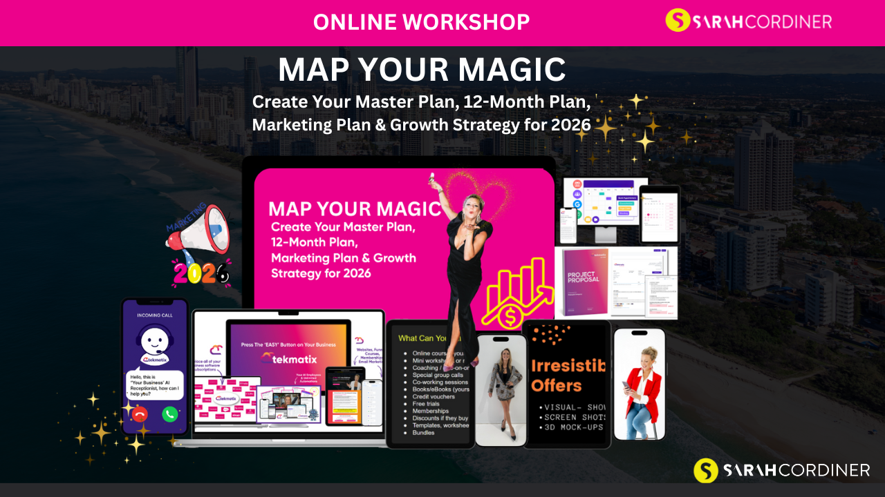 Map Your Magic Create Your Master Plan, 12-Month Plan, Marketing Plan & Growth Strategy for 2026 - SARAHCORDINER.COM