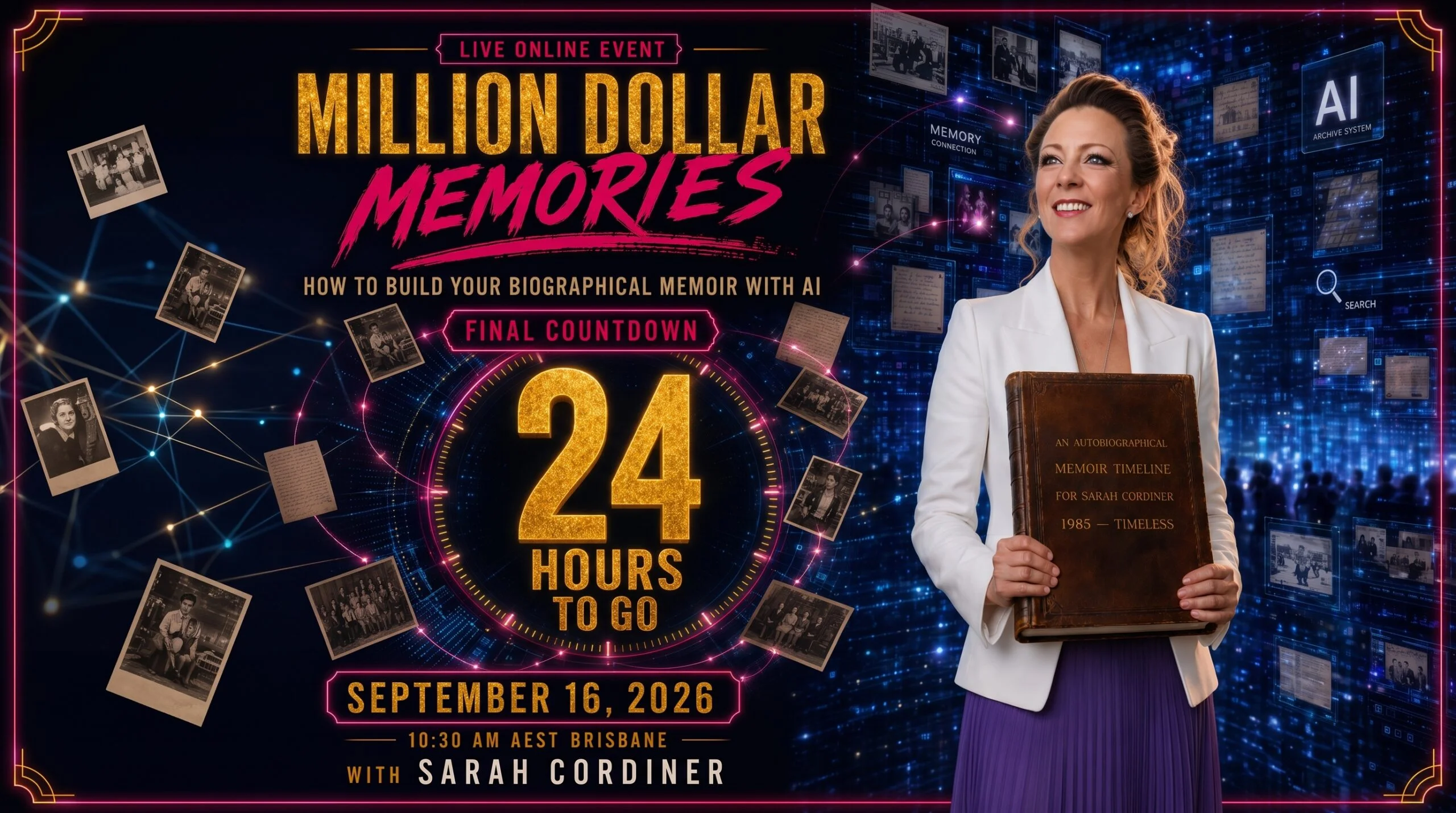 🚨 TOMORROW! The 24-hour countdown is on for the Million Dollar Memories workshop!
