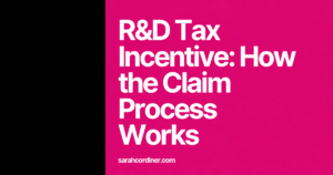 Bold magenta and black thumbnail with the headline 'R&D Tax Incentive: How the Claim Process Works' in white sans-serif text
