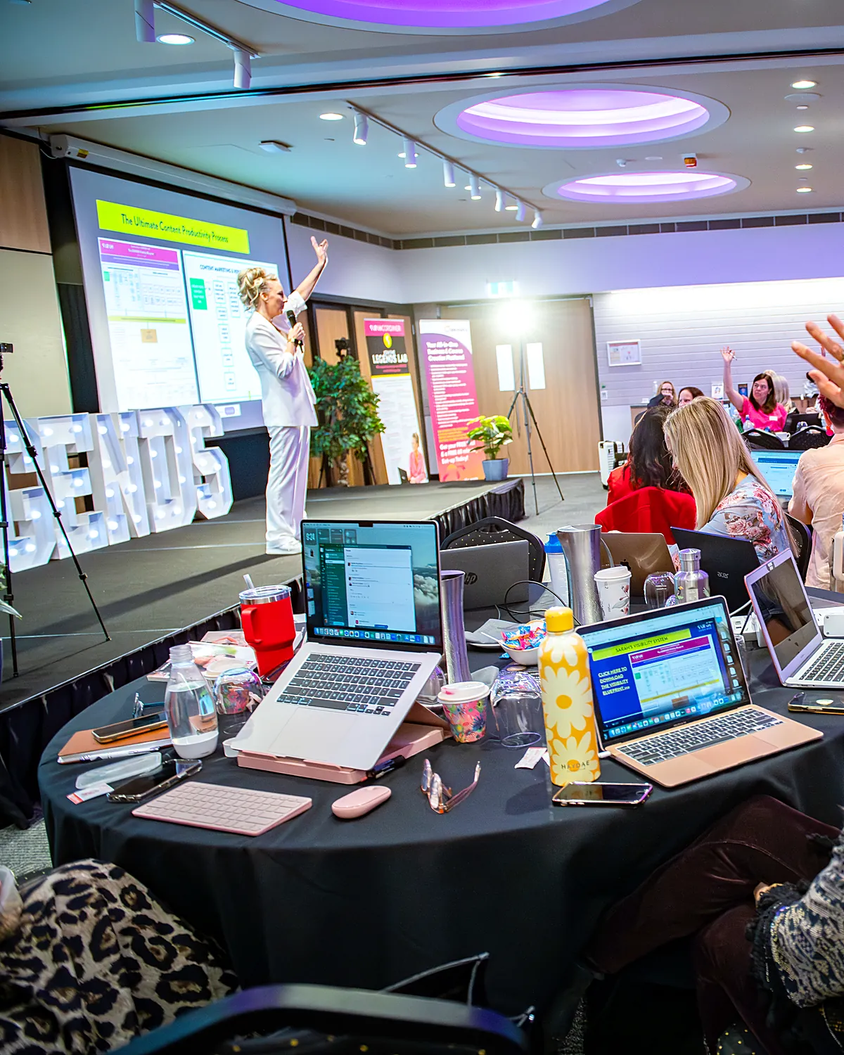 Sarah Cordiner teaching a full Legends Lab workshop room