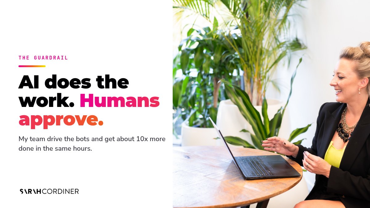 AI agents for small business guardrail: AI does the work and humans approve, Sarah Cordiner working on her laptop