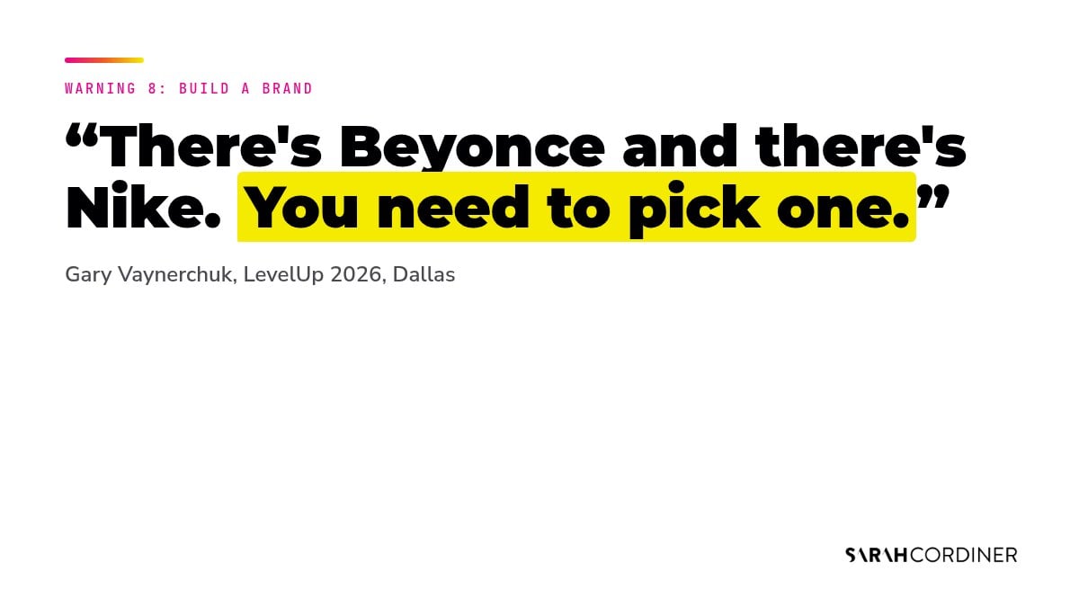 Gary Vee personal brand quote: there's Beyonce and there's Nike, you need to pick one
