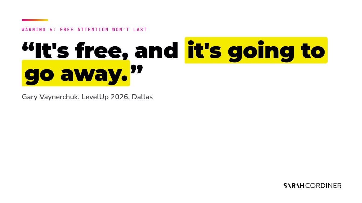 Gary Vee warning about free social media reach: it's free, and it's going to go away