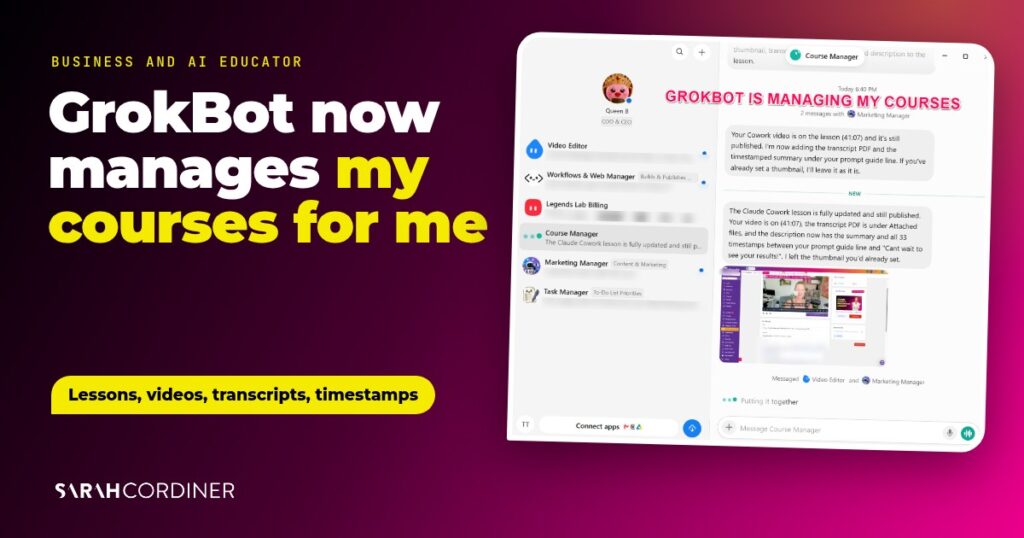 AI course manager: GrokBot now manages my courses for me, Sarah Cordiner, business and AI educator
