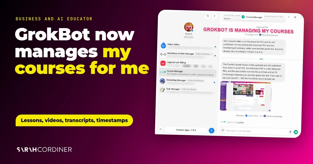 AI course manager: GrokBot now manages my courses for me, Sarah Cordiner, business and AI educator