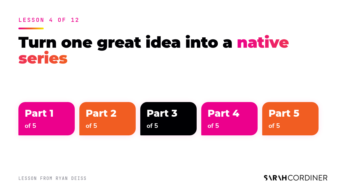 A multi-part value series: one topic recorded as Part 1 to Part 5 native short videos